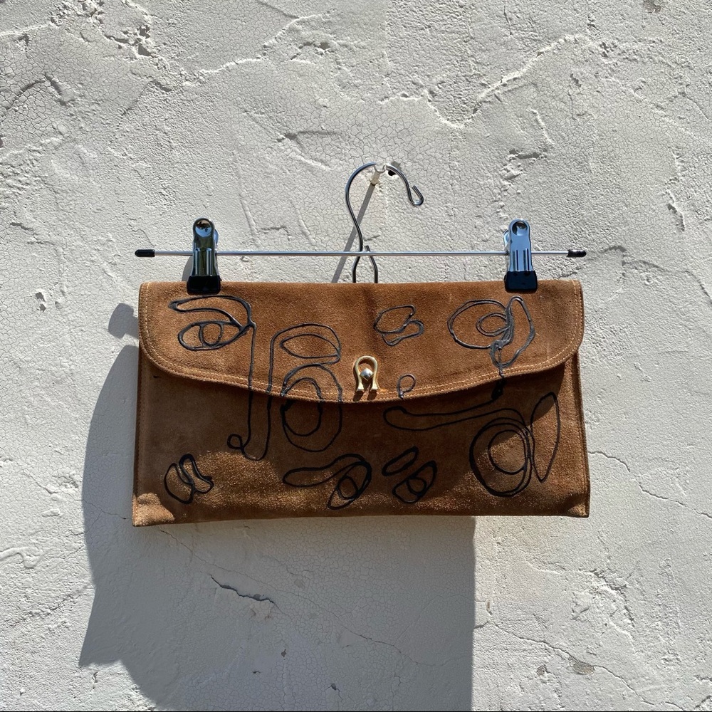 Vintage custom art camel color clutch